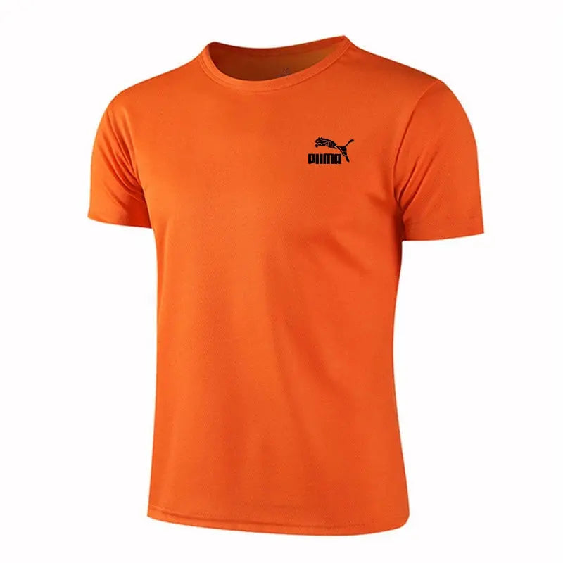 Men's Casual T-shirts Summer Quick Dry Breathable Round Neck Short Sleeve Elastic Outdoor Training Hiking Run T-shirts - Suncollections