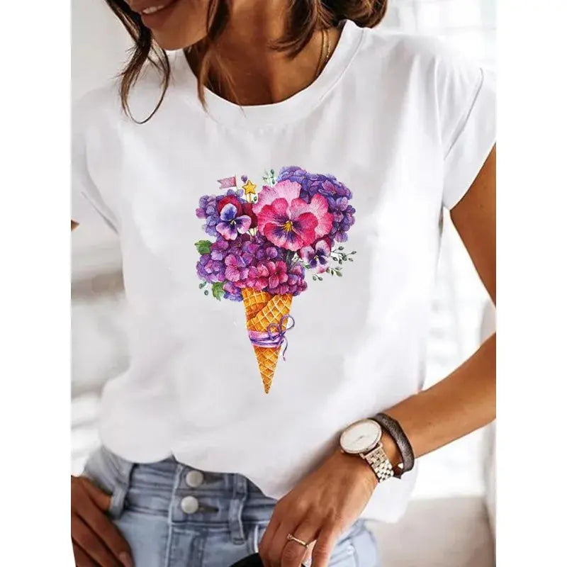 Women's Short-sleeved Explosive Insect Butterfly Dragonfly Print Round Neck T-shirt Women Clothes  Oversized T Shirt  Harajuku - Suncollections