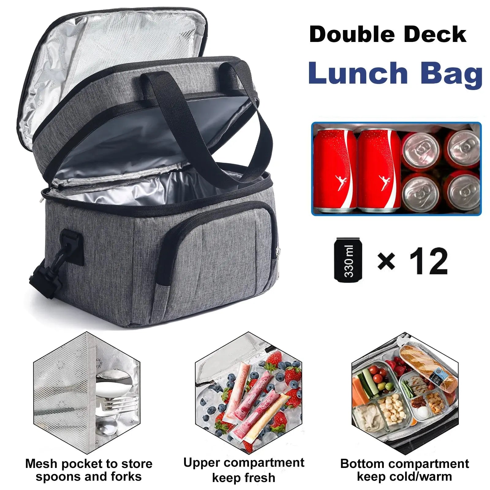 Double Insulated Lunch Bag Layer Portable Thermal Lunch Box - Suncollections