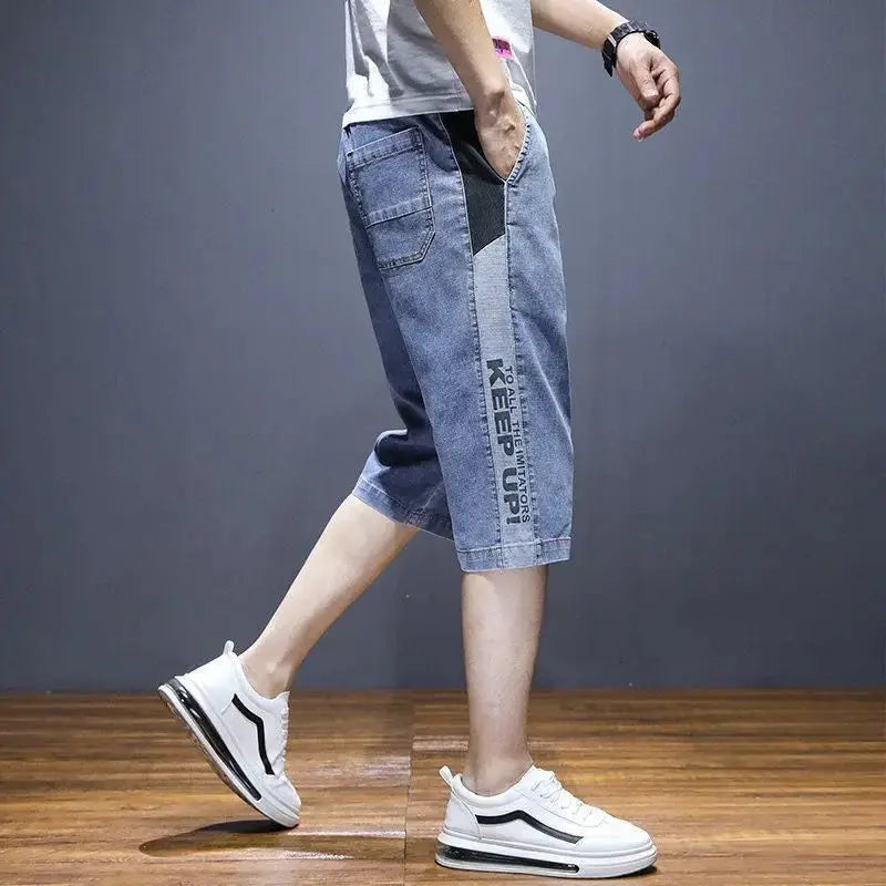 Gray Male Denim Shorts Graphic Straight Buttons Men's Short Jeans Pants Cowboy Retro Y2k Streetwear Wide Rude Summer New In Cut Suncollections