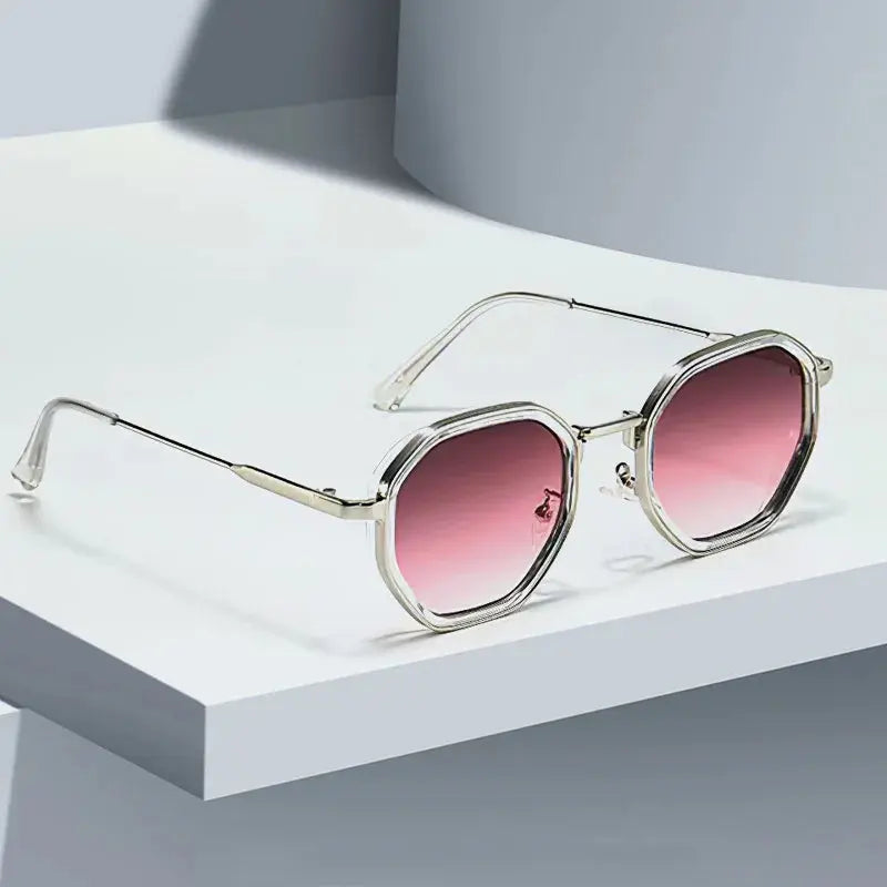 2025 New in Vintage Sunglasses for Women Modern Fashionable Octagonal Glasses with Black Lenses Golden Edging Sun Glasses - Suncollections