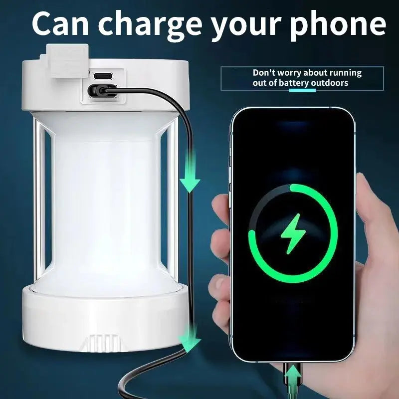 Camping Light LED Lantern Outdoor Waterproof Emergency Portable USB Rechargeable Multifunctional Tent Lamp Flashlight - Suncollections