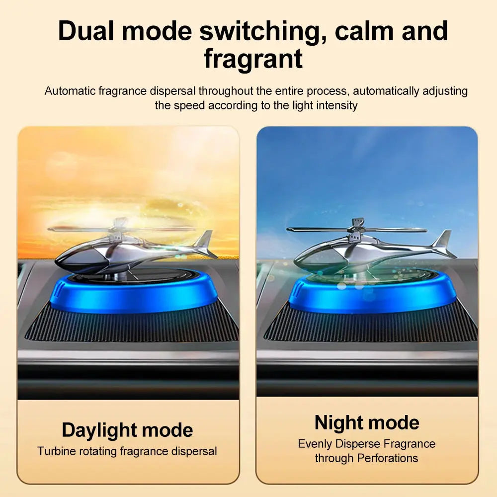 Solar Rotating Helicopter Aromatherapy Car Air Freshener Alloy + Abs Wooden Aromatherapy Machine Car Aromatherapy Aircraft - Suncollections