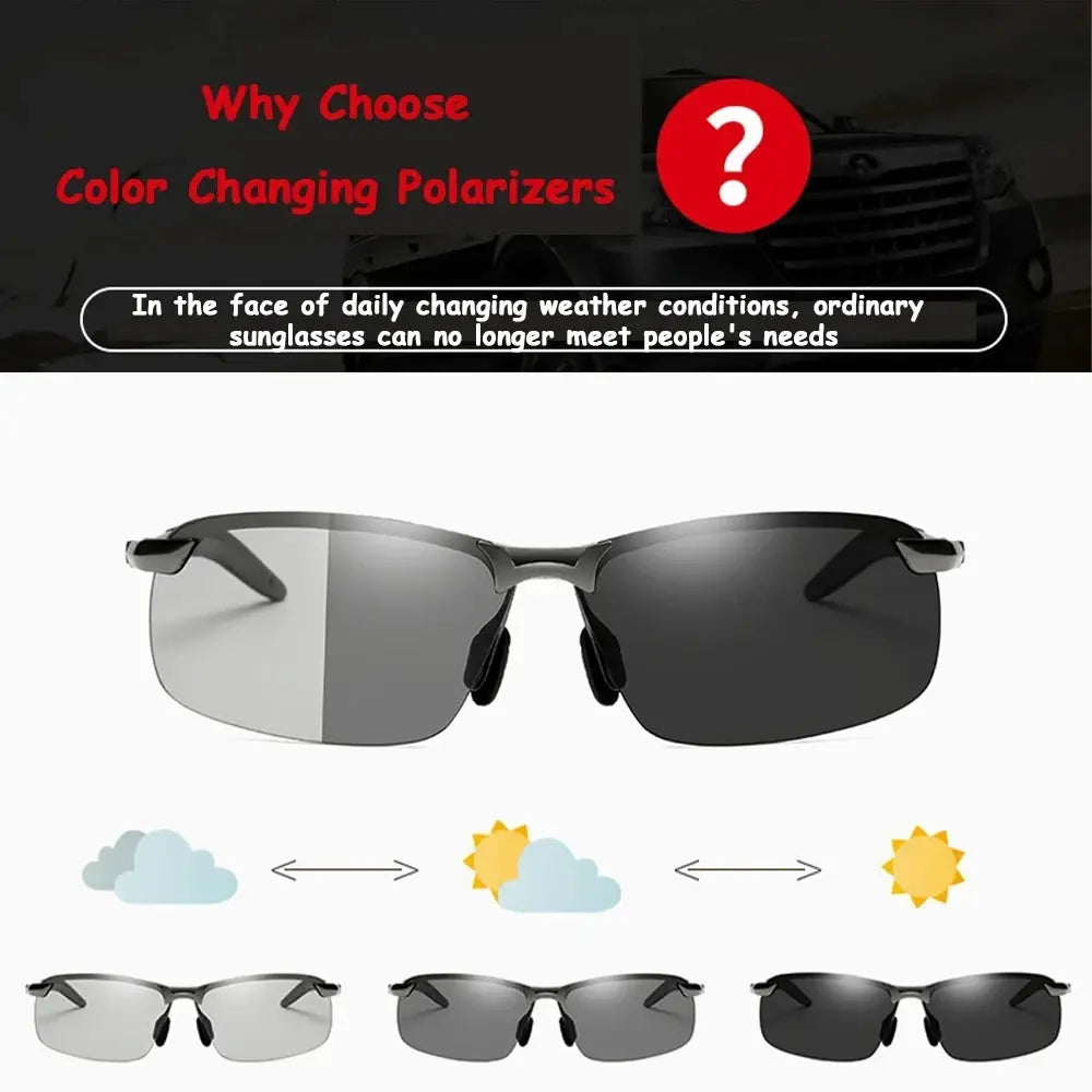 Photochromic Sunglasses Men Polarized Driving Chameleon Glasses Male Change Color Sun Glasses Day Night Vision Driver Eyewear - Suncollections