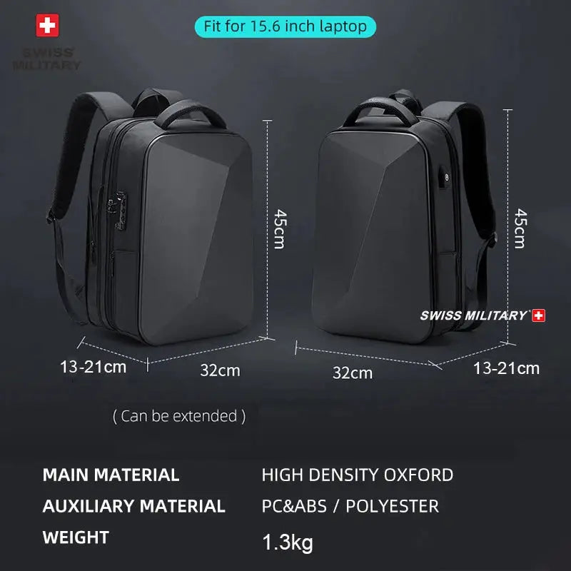 Swiss Military Brand Laptop Backpack Anti-theft Waterproof Casual Backpack USB Charging Men Business Travel Bag Backpack Mochila - Suncollections