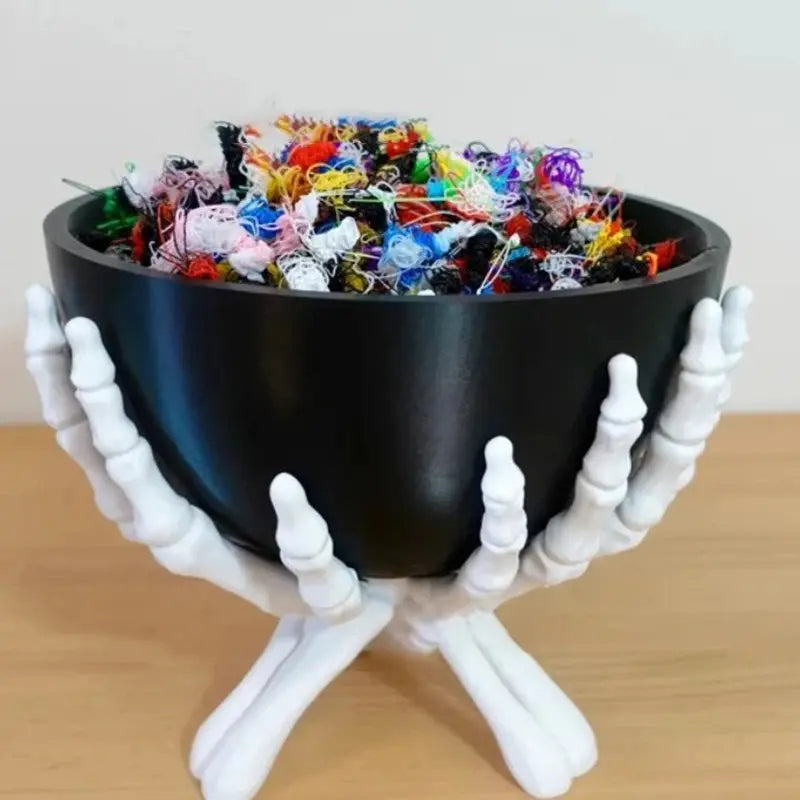 Halloween Candy Bowl Gothic Skeleton Hands Candy Storage Holder Multifunctional Halloween Organizer Holder Scary Home Decoration Suncollections