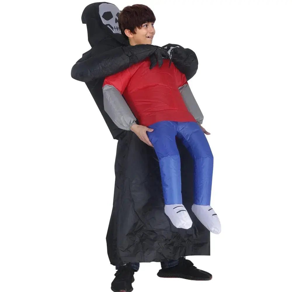 Adult Funny Inflatable Black Robe Mask Ghost Costume Props Halloween Day of the Dead Carnival Party Masquerade Cosplay Suncollections
