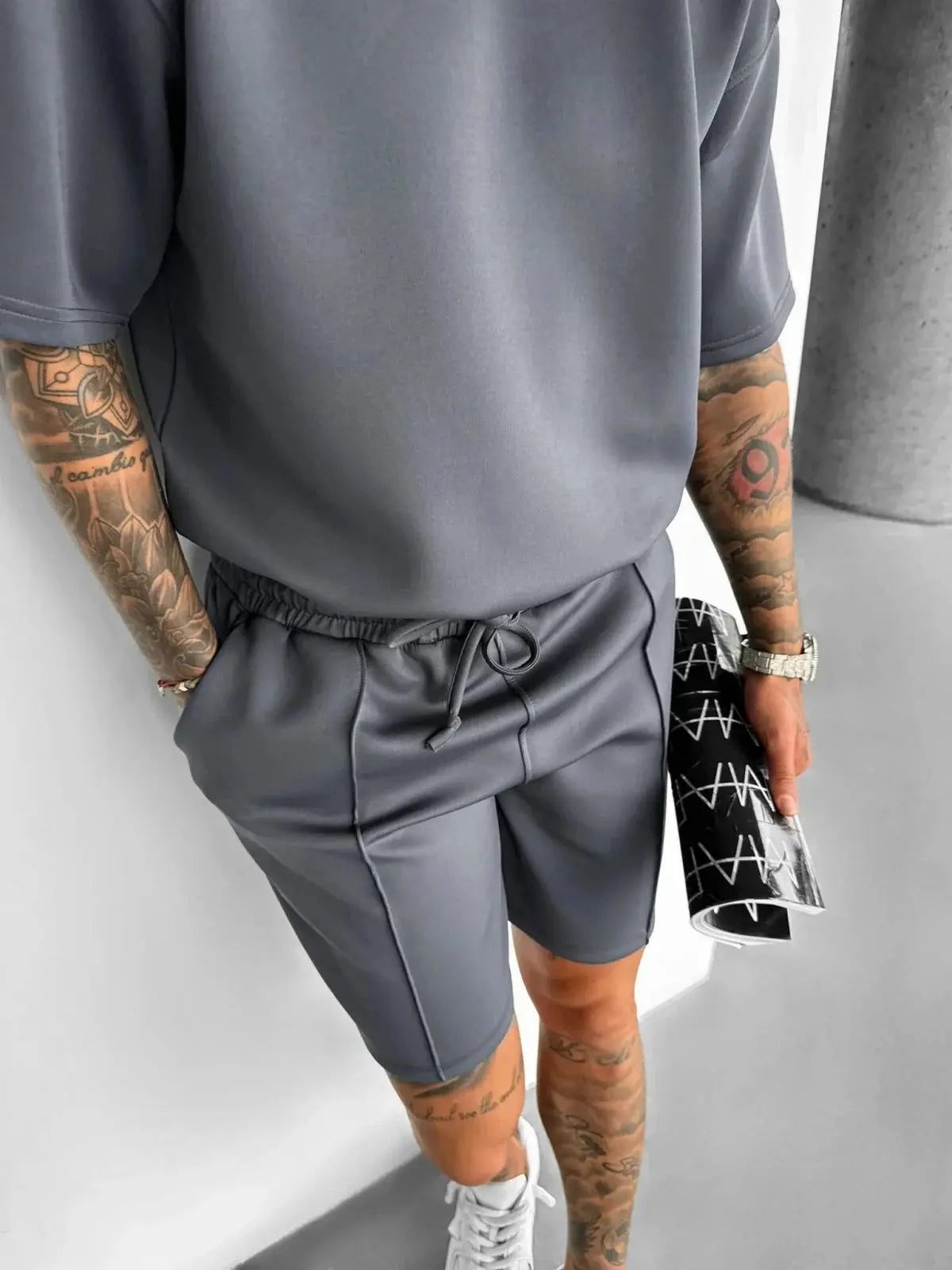 Men 2025 summer fashion sports design sense simple casual solid color quick drying short-sleeved T-shirt trend clothes - Suncollections