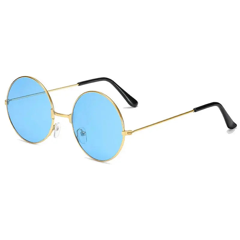 Retro Hippie Round Metal Frame Sunglasses Fashion Small Circle Sun Glasses Disco Party Candy Color Lens Eyewear for Women Men - Suncollections
