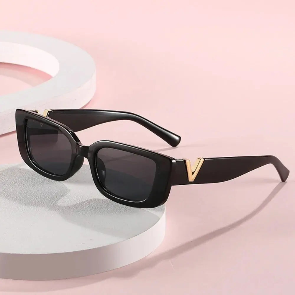 Retro Rectangle Sunglasses Women/Men Unisex with Fashion V-shaped Foots Outdoor Sunshade - Suncollections