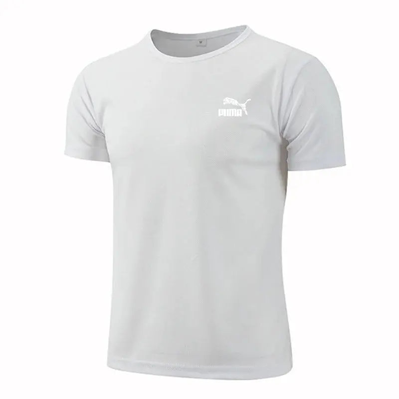 Men's Casual T-shirts Summer Quick Dry Breathable Round Neck Short Sleeve Elastic Outdoor Training Hiking Run T-shirts - Suncollections