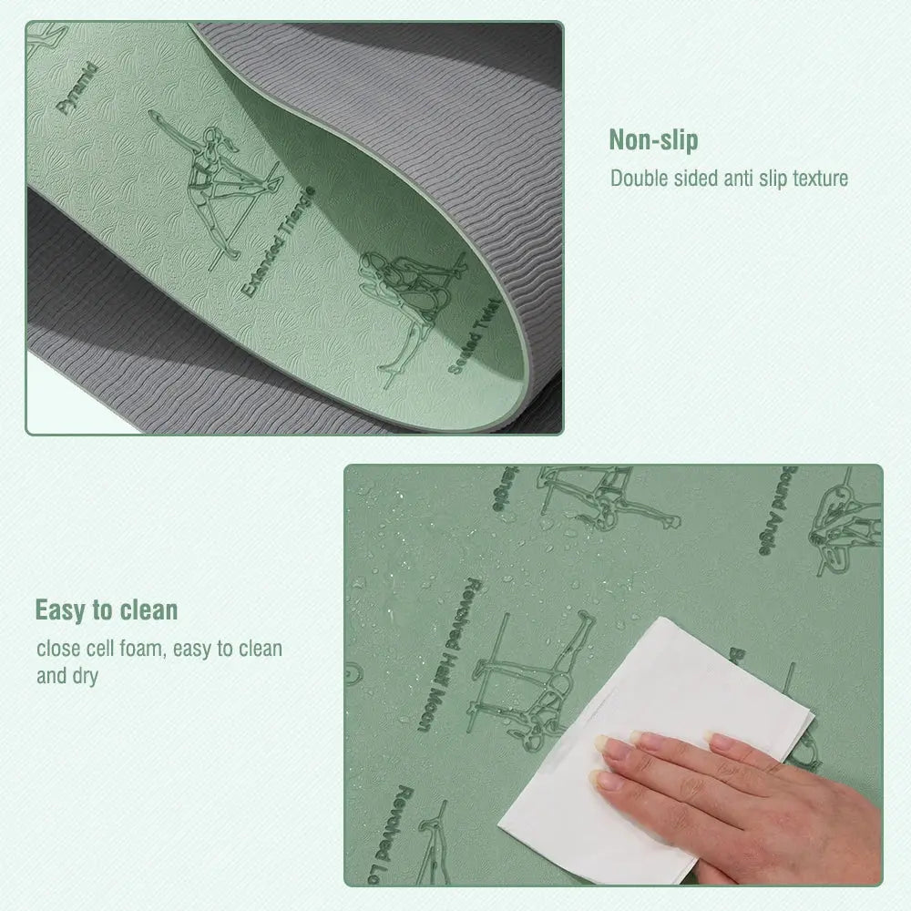 TPE Yoga Mat 183cm*57cm Eco-friendly Non-Slip Sports Fitness Mat For Exercise Yoga And Pilates Gymnastics Mat Fitness Equipment - Suncollections