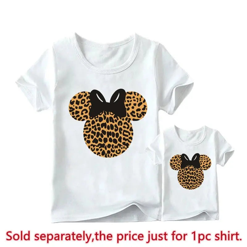 New Mother Kids Tshirts Funny Minnie Mouse Family Matching Outfits Summer White Short Sleeve Mother Daughter Matching Clothes - Suncollections
