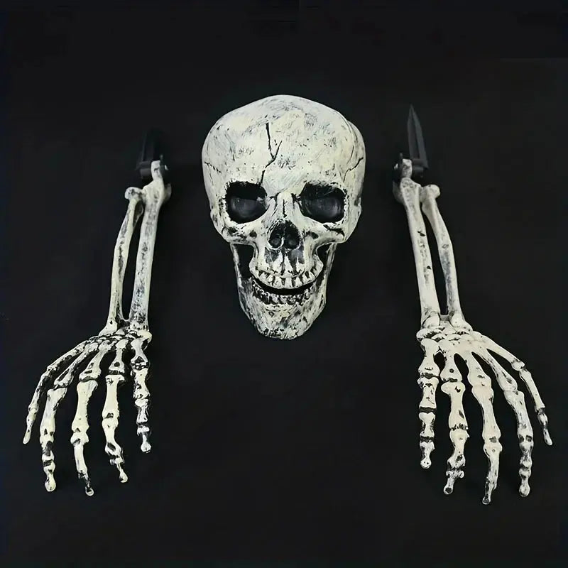 Realistic Skeleton Stakes Halloween Realistic Skull Skeleton Head Human Hand Arms for Halloween Party Home Garden Lawn Decor Suncollections