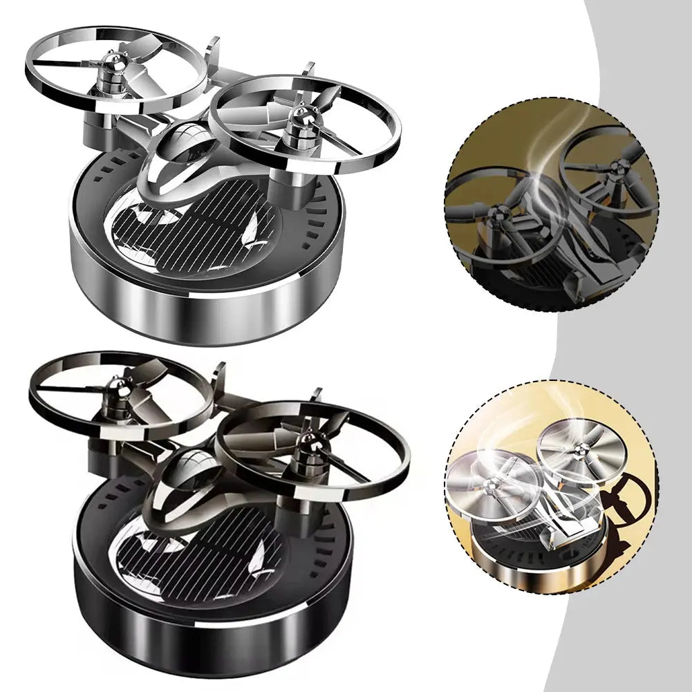 Solar Aircraft Car Decoration Ornaments Solar Powered Rotation Helicopter Car Energy Air Freshener Fragrance Diffuser - Suncollections