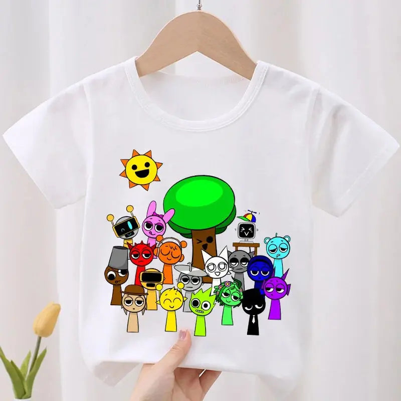 Funny Sprunki T-shirts Boys Girls Summer Short Sleeve Tees Kids Cartoon Incredibox Game Tshirt Sprunki Children Clothing Tops - Suncollections