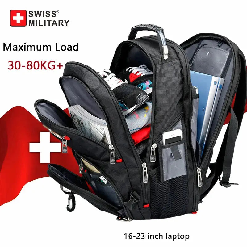 SWISS 17" Laptop Backpack Waterproof USB Charge Port - Suncollections