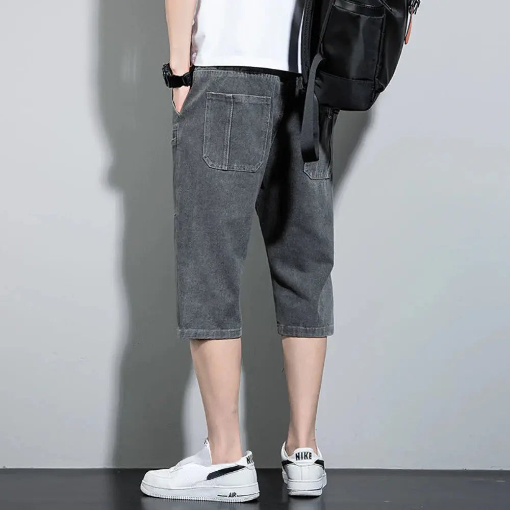 new Mens Summer Denim Short Men Jeans Fashion Streetwear Hip Hop Long 3/4 Capri Cargo Shorts bermuda masculina ropa hombre Suncollections