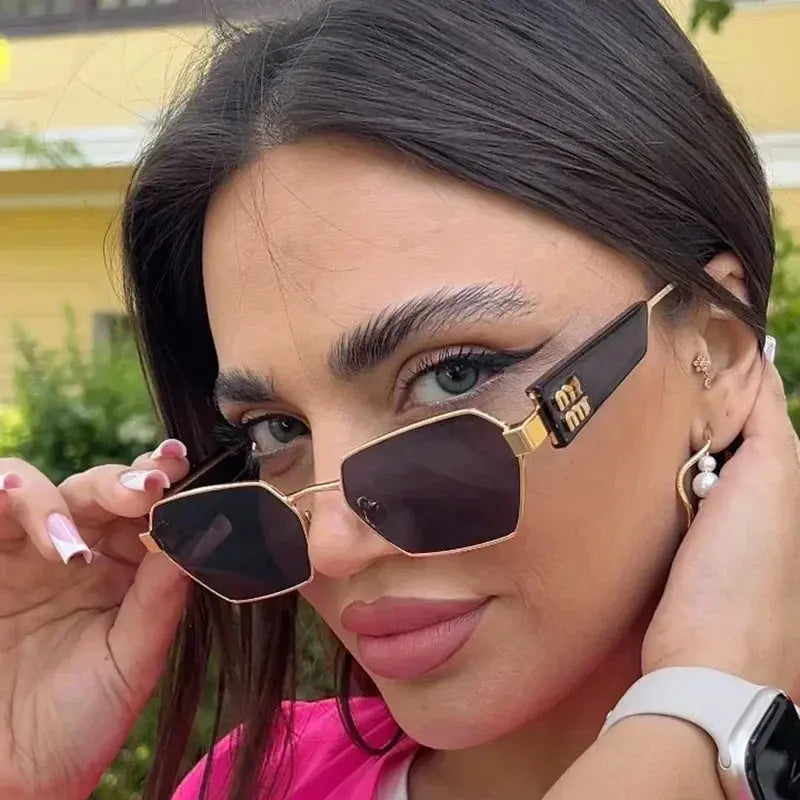 2025 High Quality Rectangle Sunglasses Women Metal Frame Glasses Fashion Brand Designer Vintage Eyewear UV Gafas De Sol Mujer - Suncollections