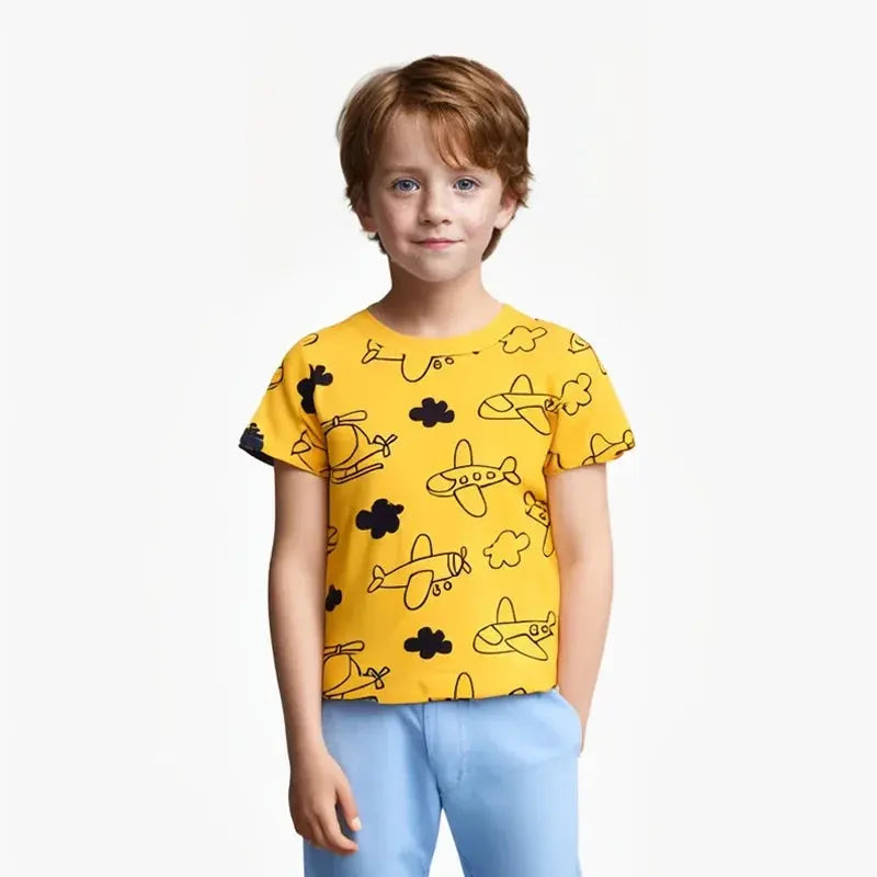 2025 Children's T-Shirt for Boys Girls Kids Shirts Baby Short Sleeve Full Print Toddler Cotton Cartoon Car Tee Tops Clothing - Suncollections