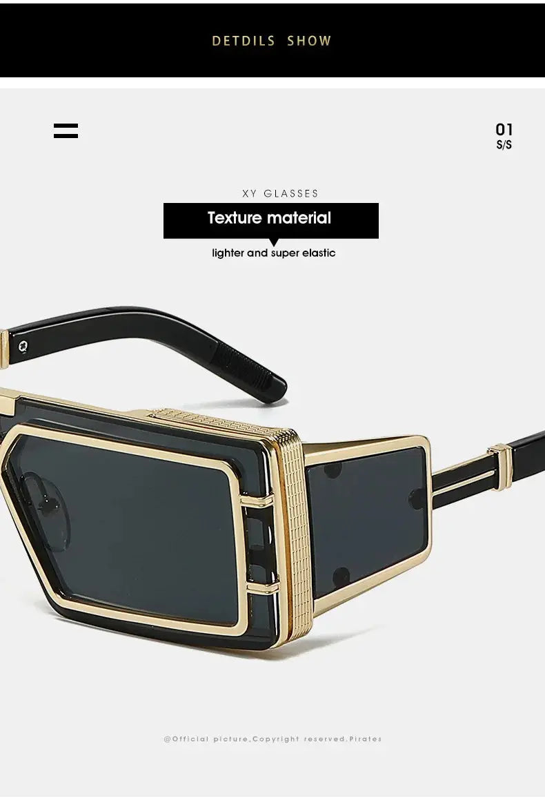 Square Punk Sunglasses Women Men Vintage Luxury Steampunk Sun Glasses Women Fashion Trendy Brand Design Driving Shades UV400 - Suncollections