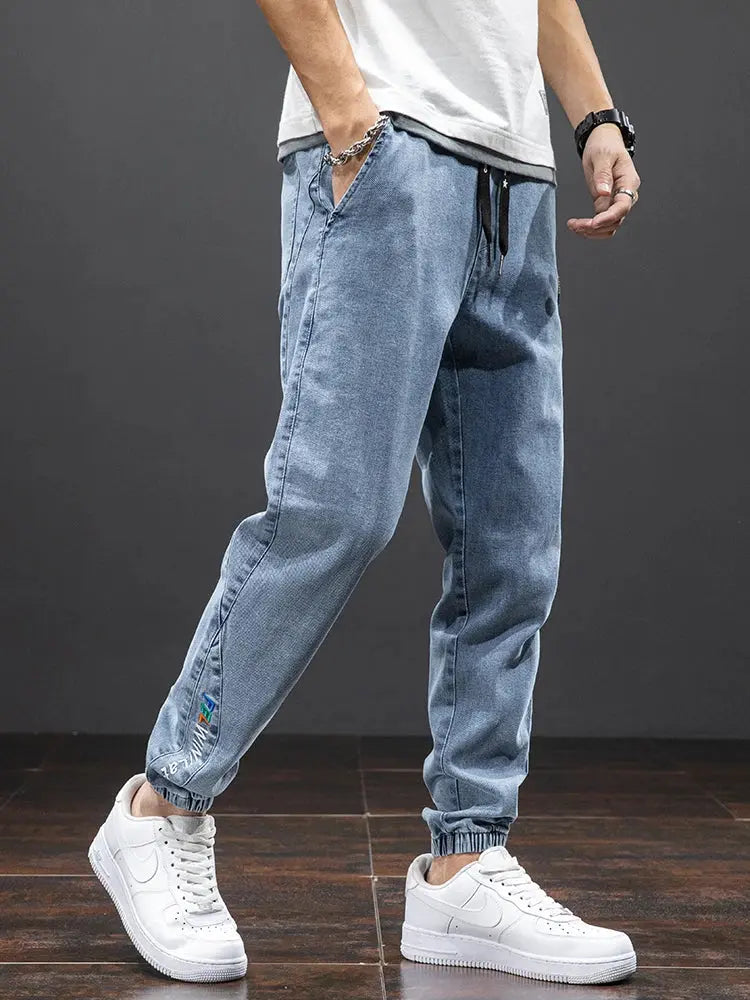 Spring Summer Black Blue Cargo Jeans Men Streetwear Denim Jogger Pants Men Baggy Harem Jean Trousers Plus Size Suncollections