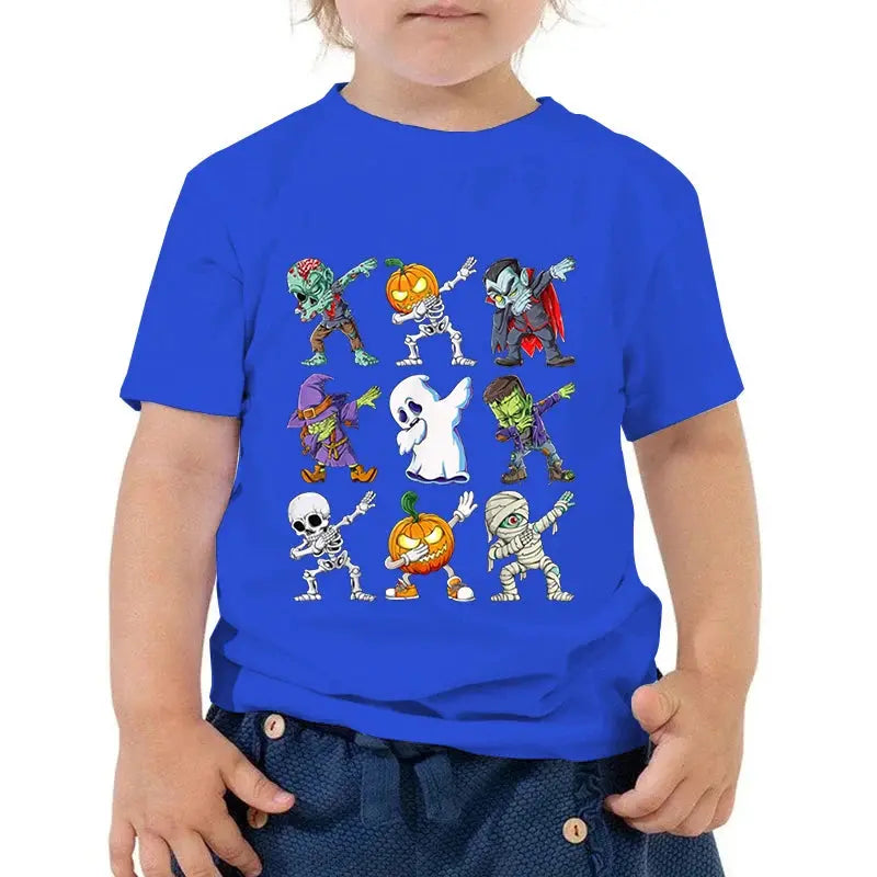 Kids Halloween T Shirt Skeleton Zombie Pumpkin Monster Dabbing T-Shirts Round Neck Funny Summer Halloween Boys Girls New Tshirt - Suncollections