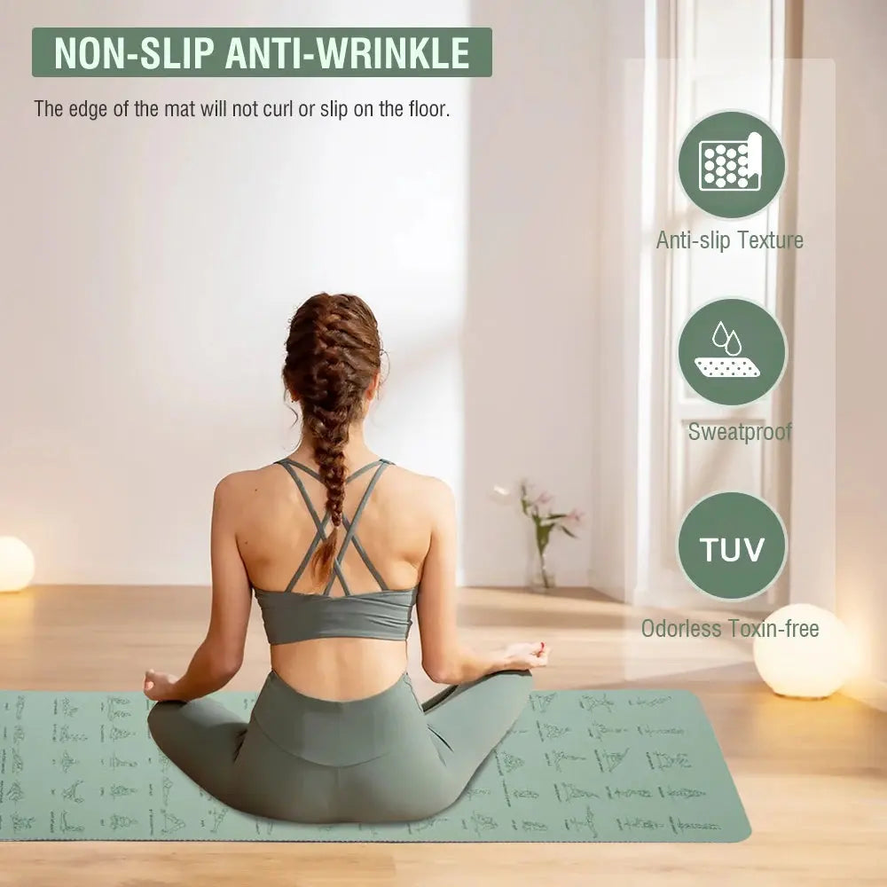 TPE Yoga Mat 183cm*57cm Eco-friendly Non-Slip Sports Fitness Mat For Exercise Yoga And Pilates Gymnastics Mat Fitness Equipment - Suncollections