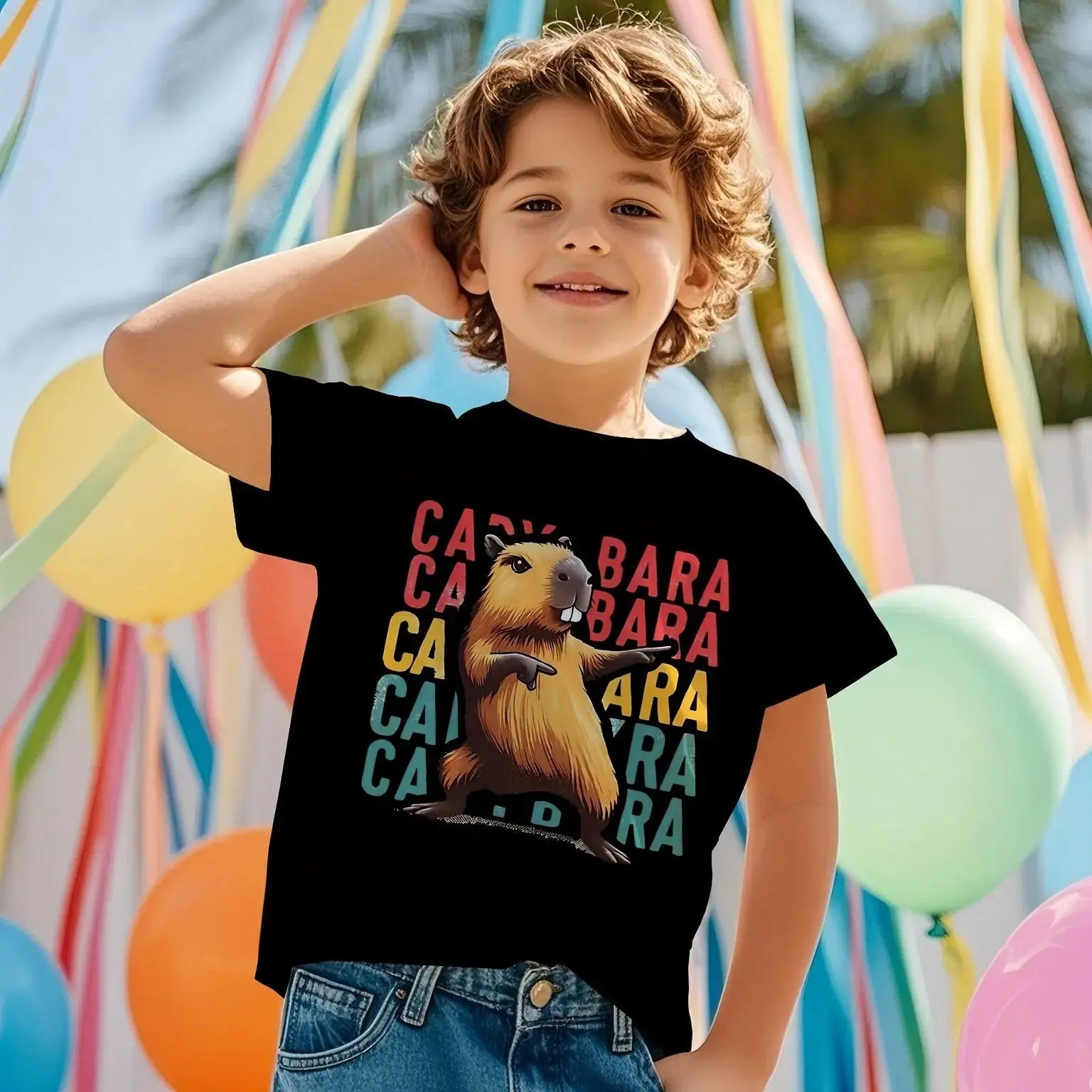 Cute Capybara Graphic Children's Clothing Boys Tshirt Summer Short Sleeve Casual Daily Kids Girls Clothes T-Shirt O-Neck Tops - Suncollections