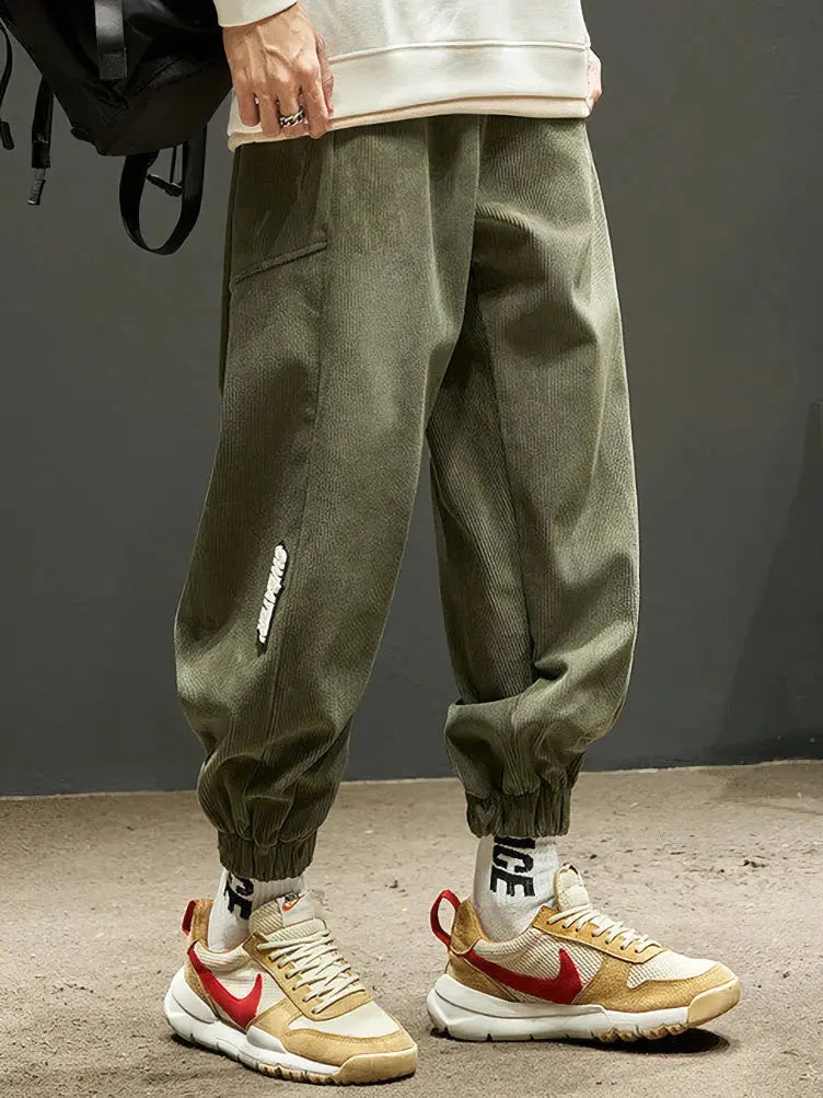 Corduroy Japenese Joggers Pants Men Baggy Casual Long Trousers Ankle-Length Sport Sweatpants Y2k Techwear 2025 New Suncollections