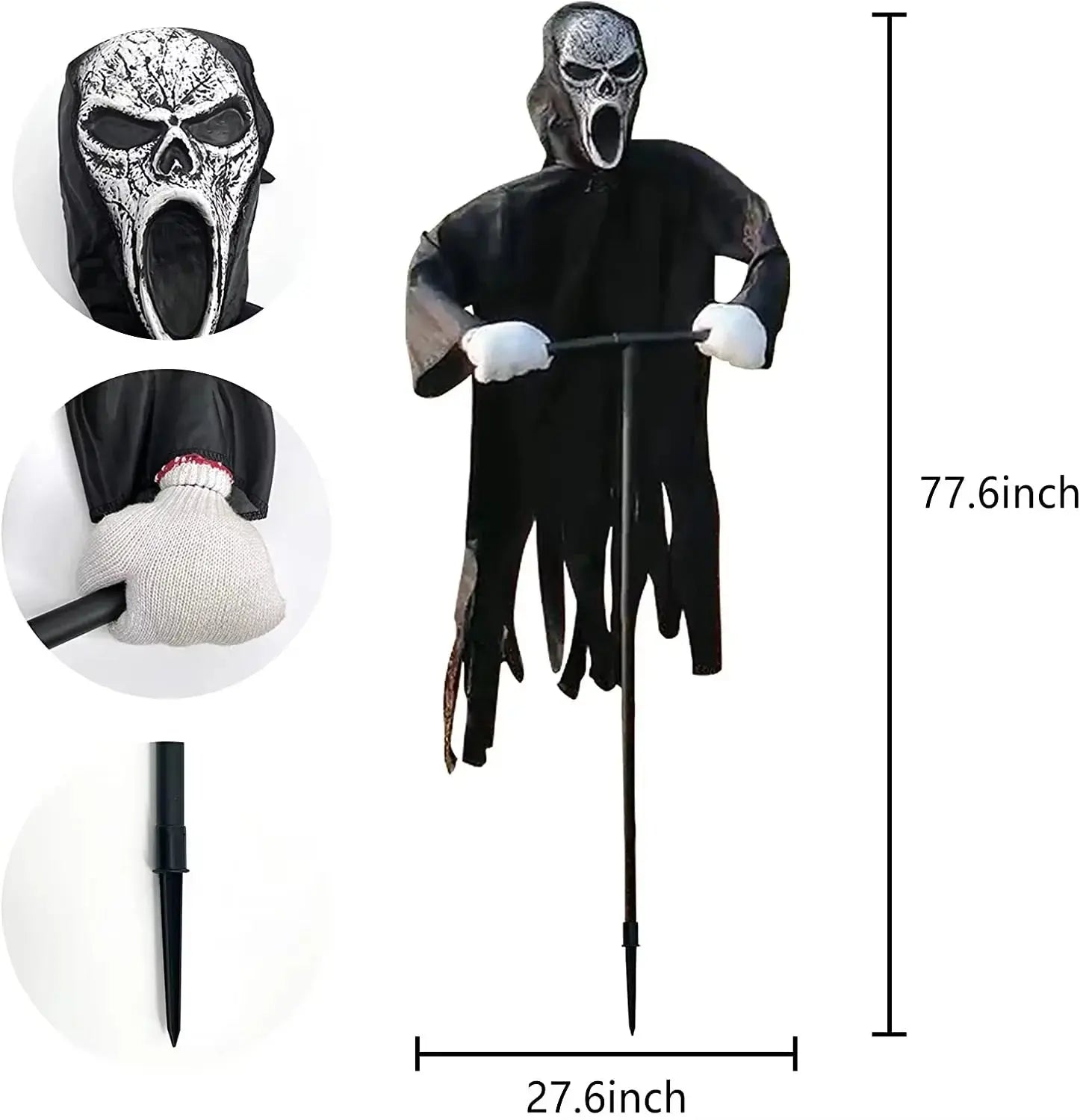 Garden Ghostface Scarecrow Halloween Decor Outside Hanging Scary Ghost Scarecrow Decorations Creative Courtyard Bird Repeller Suncollections