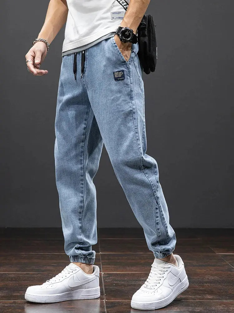 Spring Summer Black Blue Cargo Jeans Men Streetwear Denim Jogger Pants Men Baggy Harem Jean Trousers Plus Size Suncollections