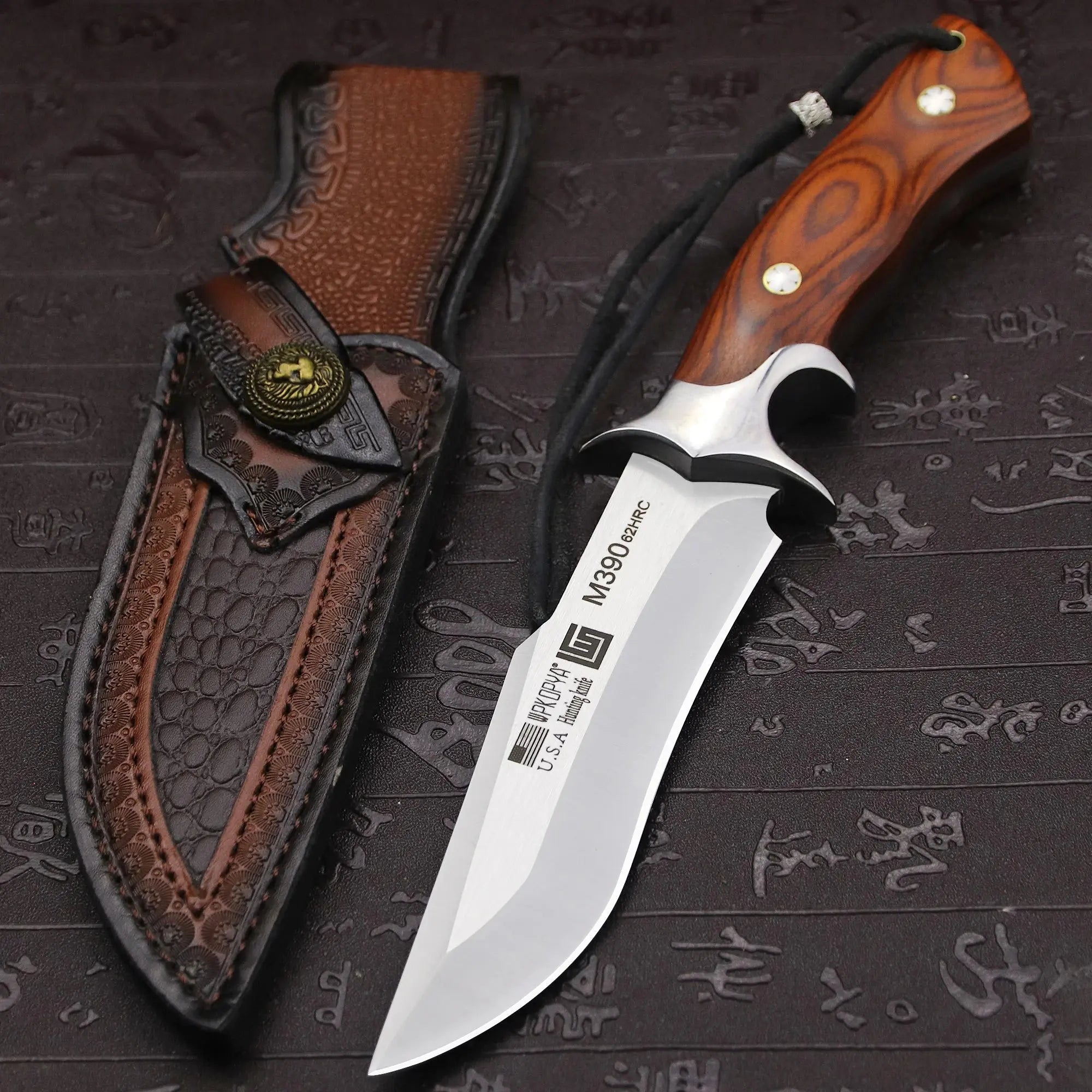Fixed Blade Hunting Knife + Sheath, Jungle camping straight knifes, Outdoor survival to, camping EDC knife - Suncollections