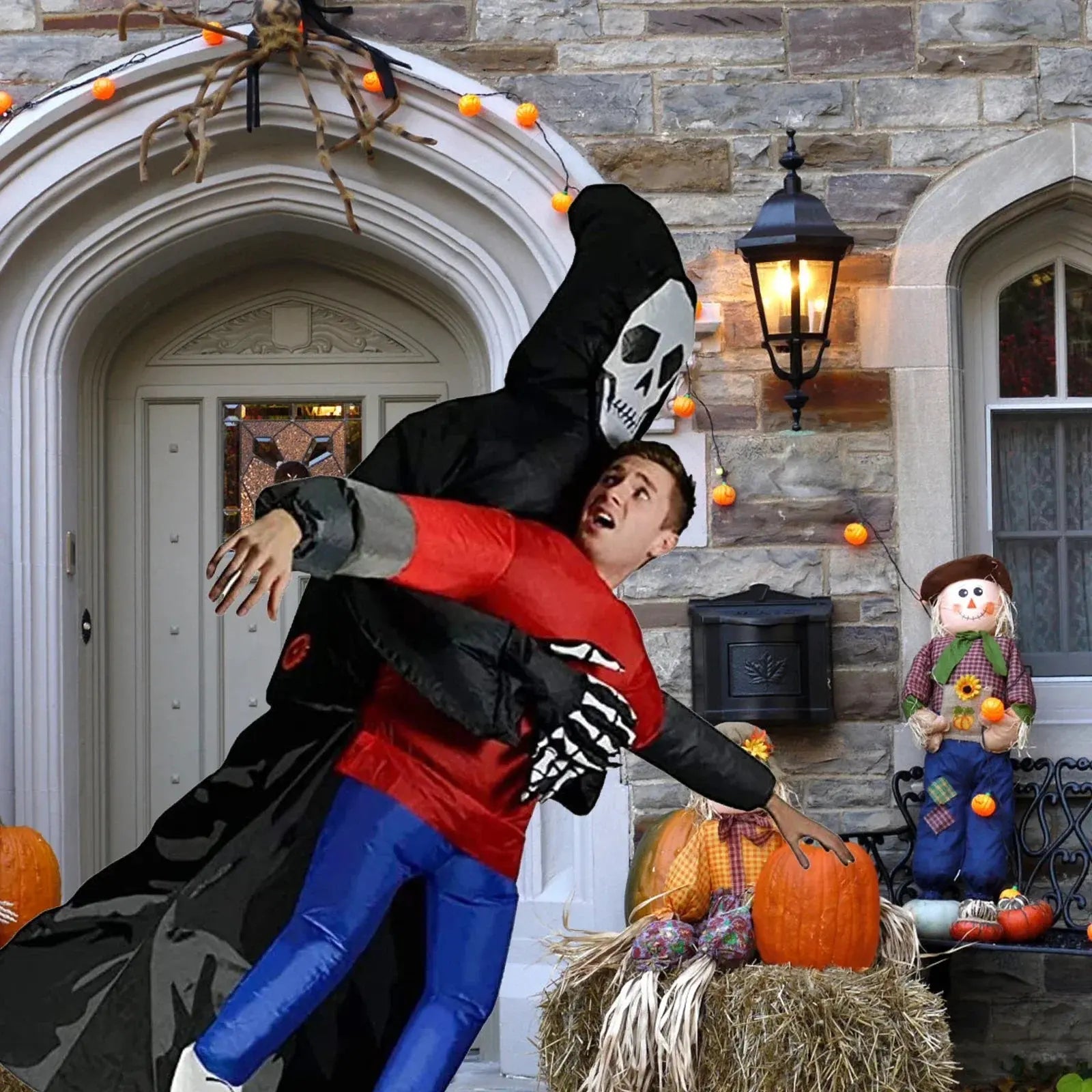 Adult Funny Inflatable Black Robe Mask Ghost Costume Props Halloween Day of the Dead Carnival Party Masquerade Cosplay Suncollections