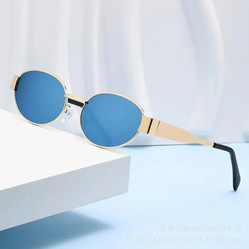 Fashion Oval Sunglasses Women Retro Trend Outdoor Metal Sun Glasses High Quality Classic Men Luxury Brand Eyewear UV400 Goggles - Suncollections