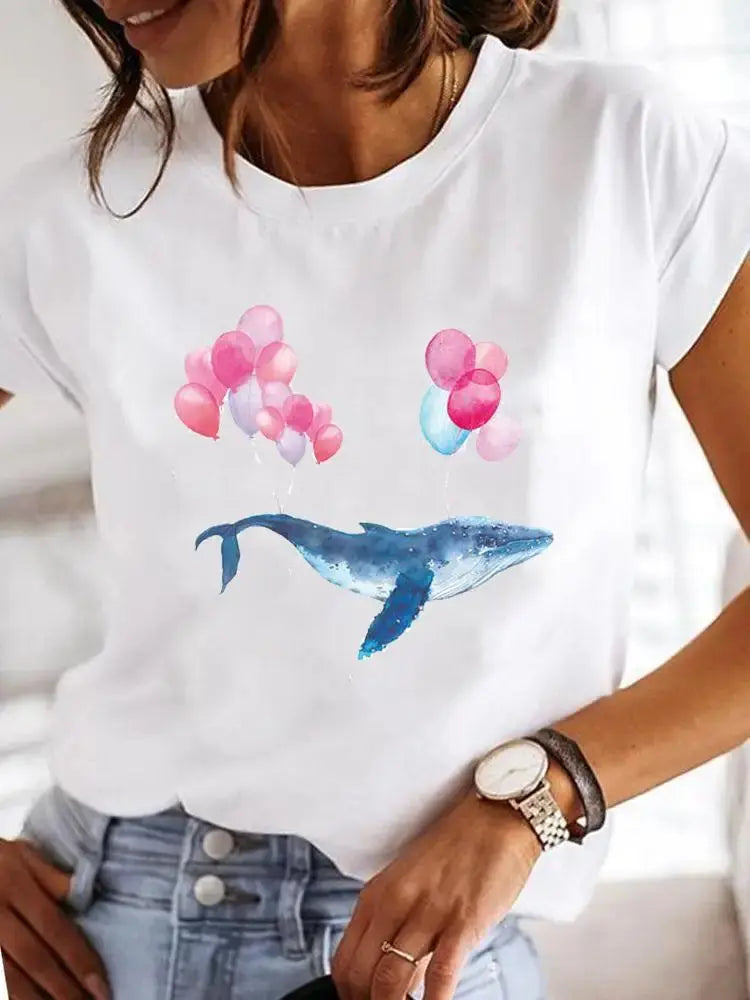 Women's Short-sleeved Explosive Insect Butterfly Dragonfly Print Round Neck T-shirt Women Clothes  Oversized T Shirt  Harajuku - Suncollections