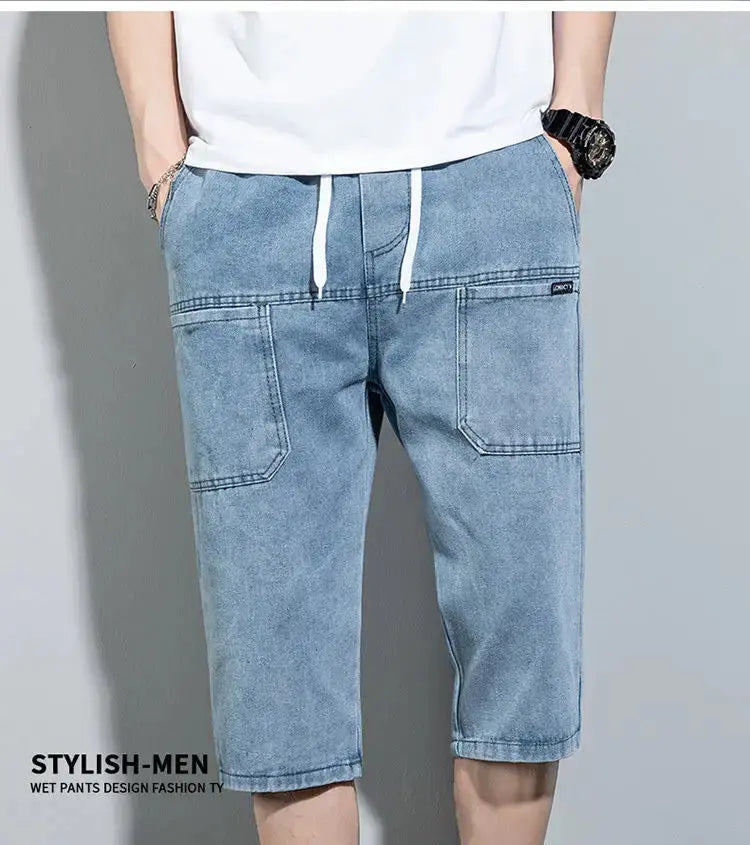 new Mens Summer Denim Short Men Jeans Fashion Streetwear Hip Hop Long 3/4 Capri Cargo Shorts bermuda masculina ropa hombre Suncollections