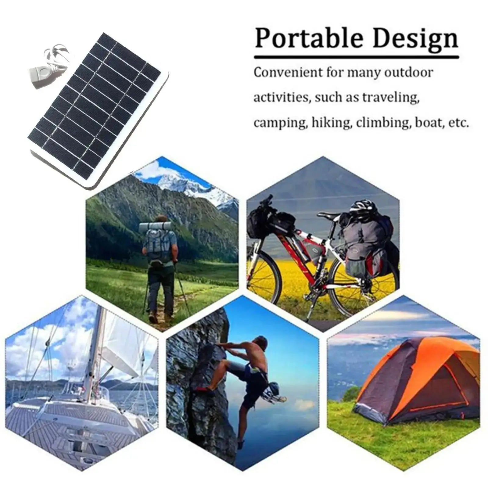 Portable Solar Panel 5V 2W Solar Plate With USB Safe Charge Stabilize Battery Charger For Power Bank Phone Outdoor Camping Home - Suncollections