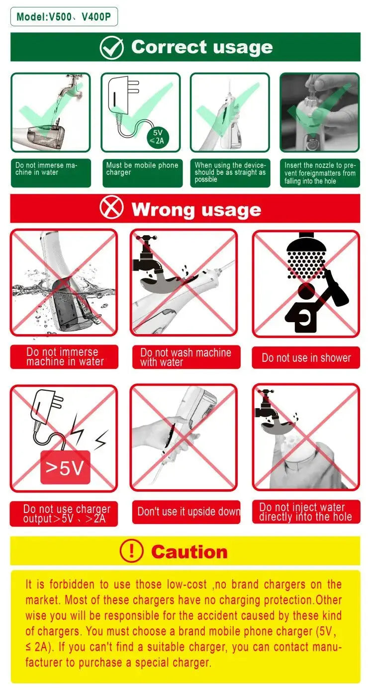 Waterpulse V500 Portable Oral Irrigator Dental Water Jet Flosser - Suncollections