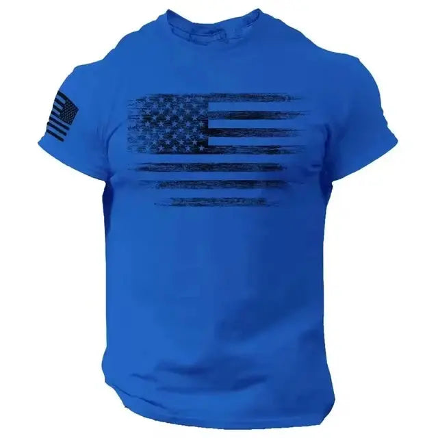 Men's T Shirt Gym 3d Print USA Flag Casual O Neck Short Sleeved Tops Tees Sportswear Street Pullover Outdoor Oversized Clothing - Suncollections
