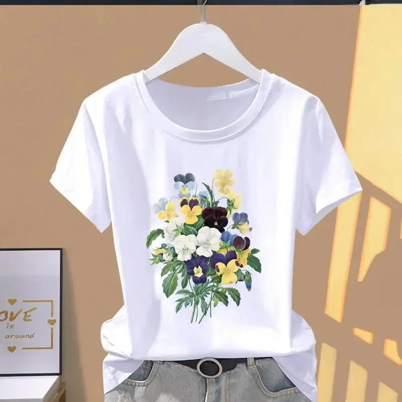 Modal Women Print Floral Sports Fashion Casual Explosive Short Sleeve T-shirt Graphic Tshirts  Women Clothes  Oversized T Shirt - Suncollections