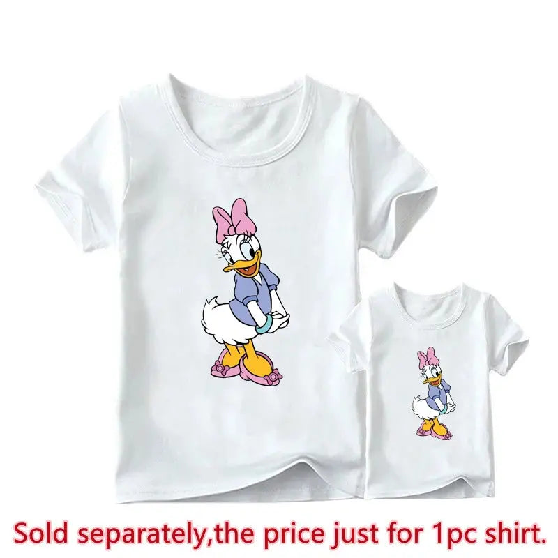 New Mother Kids Tshirts Funny Minnie Mouse Family Matching Outfits Summer White Short Sleeve Mother Daughter Matching Clothes - Suncollections