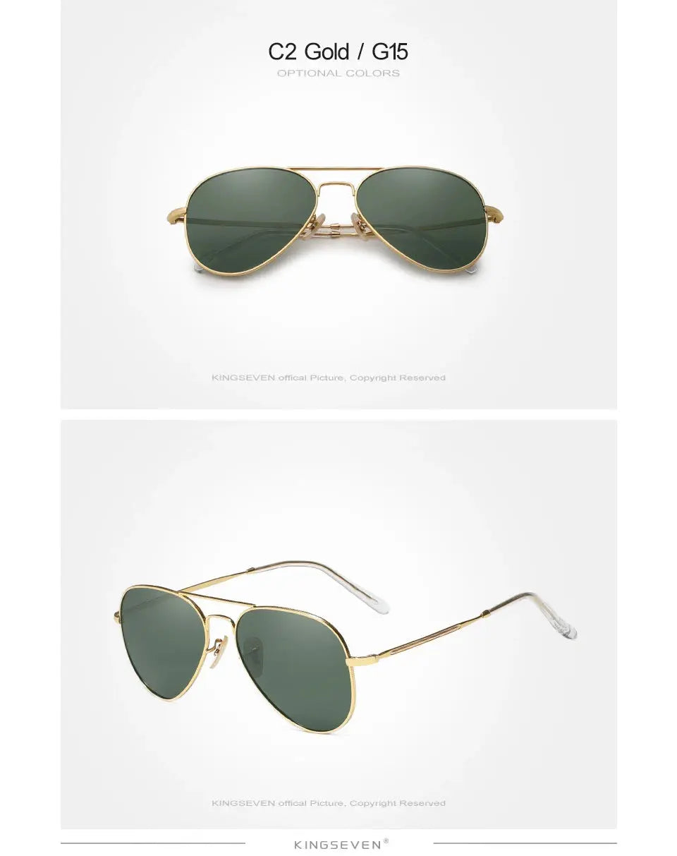 KINGSEVEN Pilot Alloy Men‘s Sunglasses Polarization UV400 Anti-reflection Full Frame Parsnip Glasses Women Retro Luxury Eyewear - Suncollections