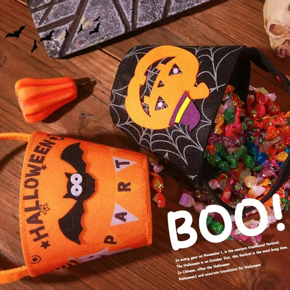 Halloween Theme Candy Bucket Bag Portable Candy Basket Kids Trick or Treat Bucket Halloween Party Decoration Supplies Suncollections