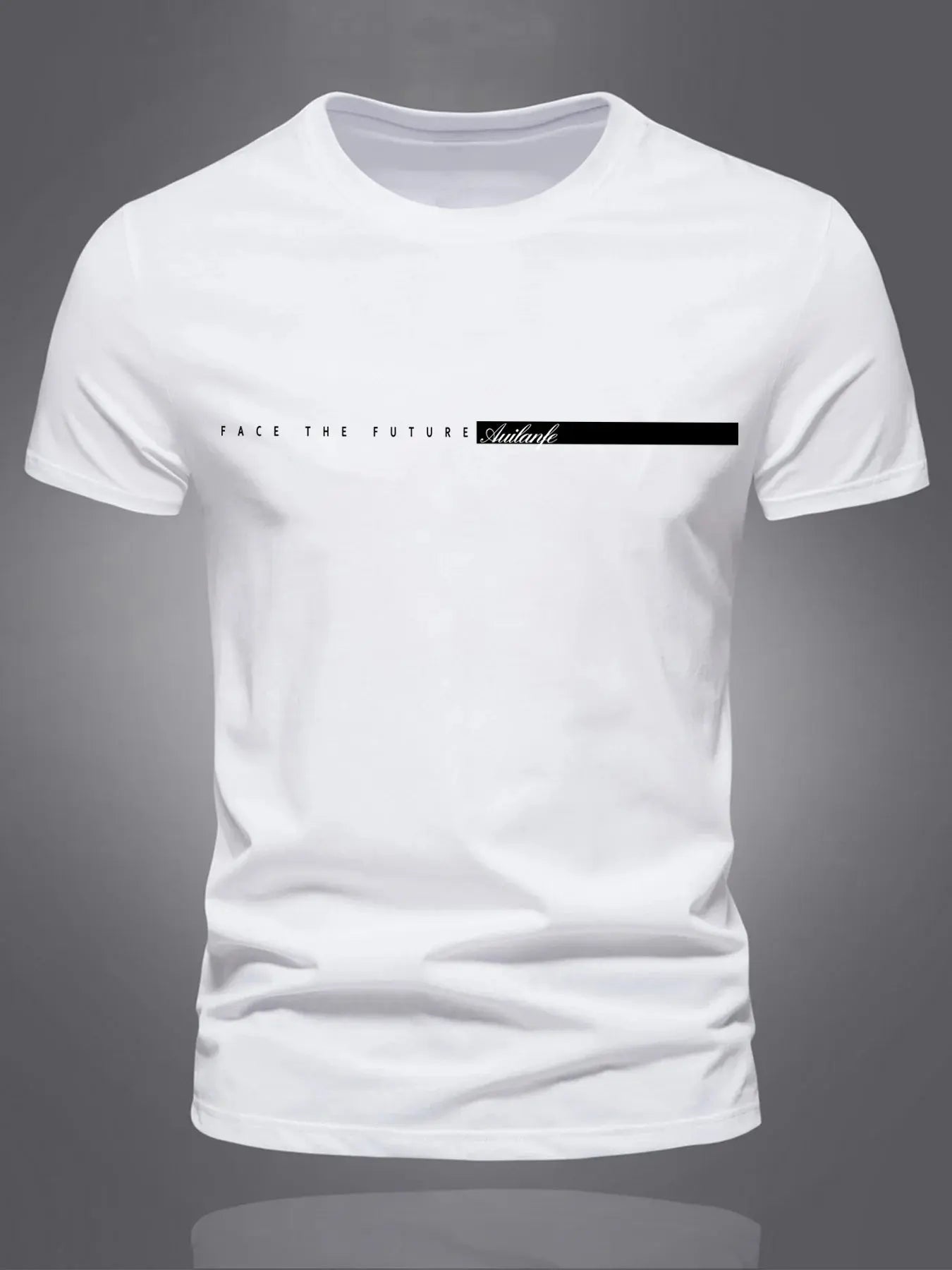 Summer men's 100% pure cotton casual sports loose oversized simple letter pattern printed round neck short sleeved T-shirt top - Suncollections