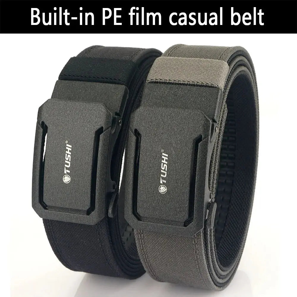 TUSHI Mens Belt Automatic Metal Buckle IPSC Gun Belt Tactical Canvas Webbing Military Belt Outdoor Work Business Belt Nylon Belt - Suncollections