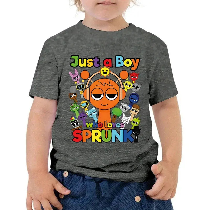 Anime Sprunki Incredibox Game Kids T-shirts Just A Boy Who Loves Sprunki Tops Cartoon Short Sleeve Funny Sprunki Boys Tshirts - Suncollections