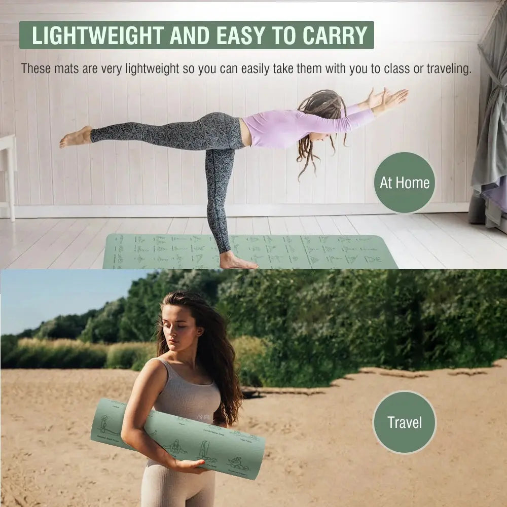 TPE Yoga Mat 183cm*57cm Eco-friendly Non-Slip Sports Fitness Mat For Exercise Yoga And Pilates Gymnastics Mat Fitness Equipment - Suncollections