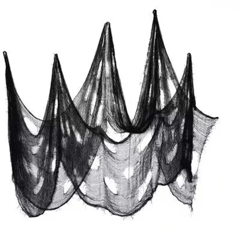 Halloween Decoration Gauze Black White Tattered Cloth With Blood Stains Stained Cloth for Decor Haunted House Secret Rooms Props Suncollections