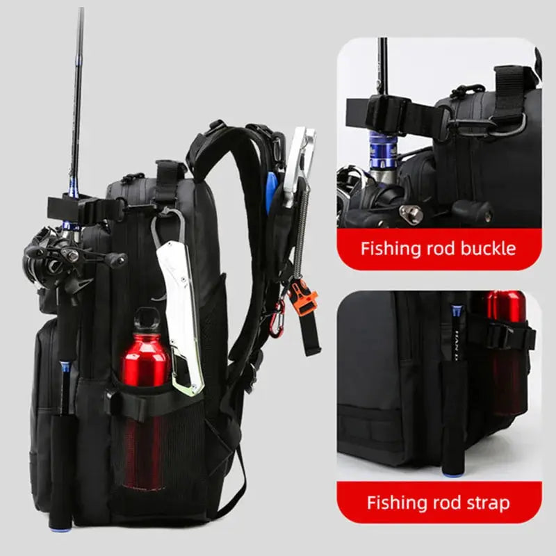 Fishing Lure Bag Men Waterproof Molle Fishing Rod Box Backpack Multi-functional Outdoor Travel Hiking Camping Shoulder Backpack - Suncollections